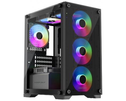 CAJA MICROATX XC-201 GLASS ARGB KEEPOUT (Espera 4 dias)